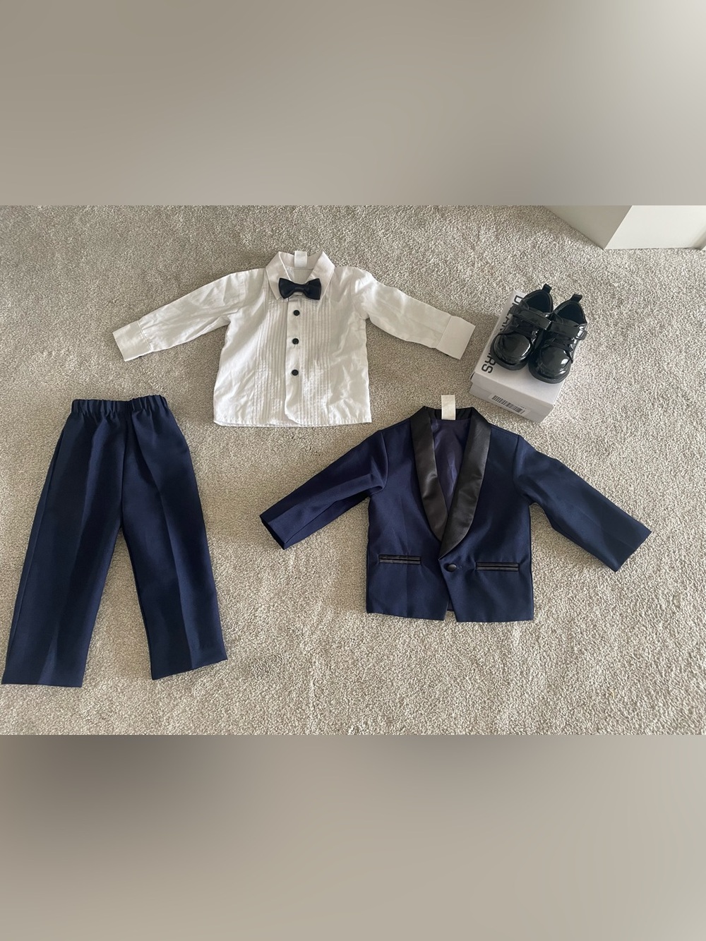 Navy Blue and White Boys Formal Tux Set